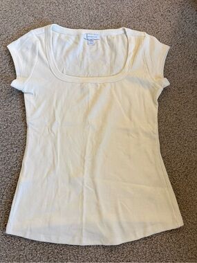 ASOS Women's Cream Rib Scoop Neck Top